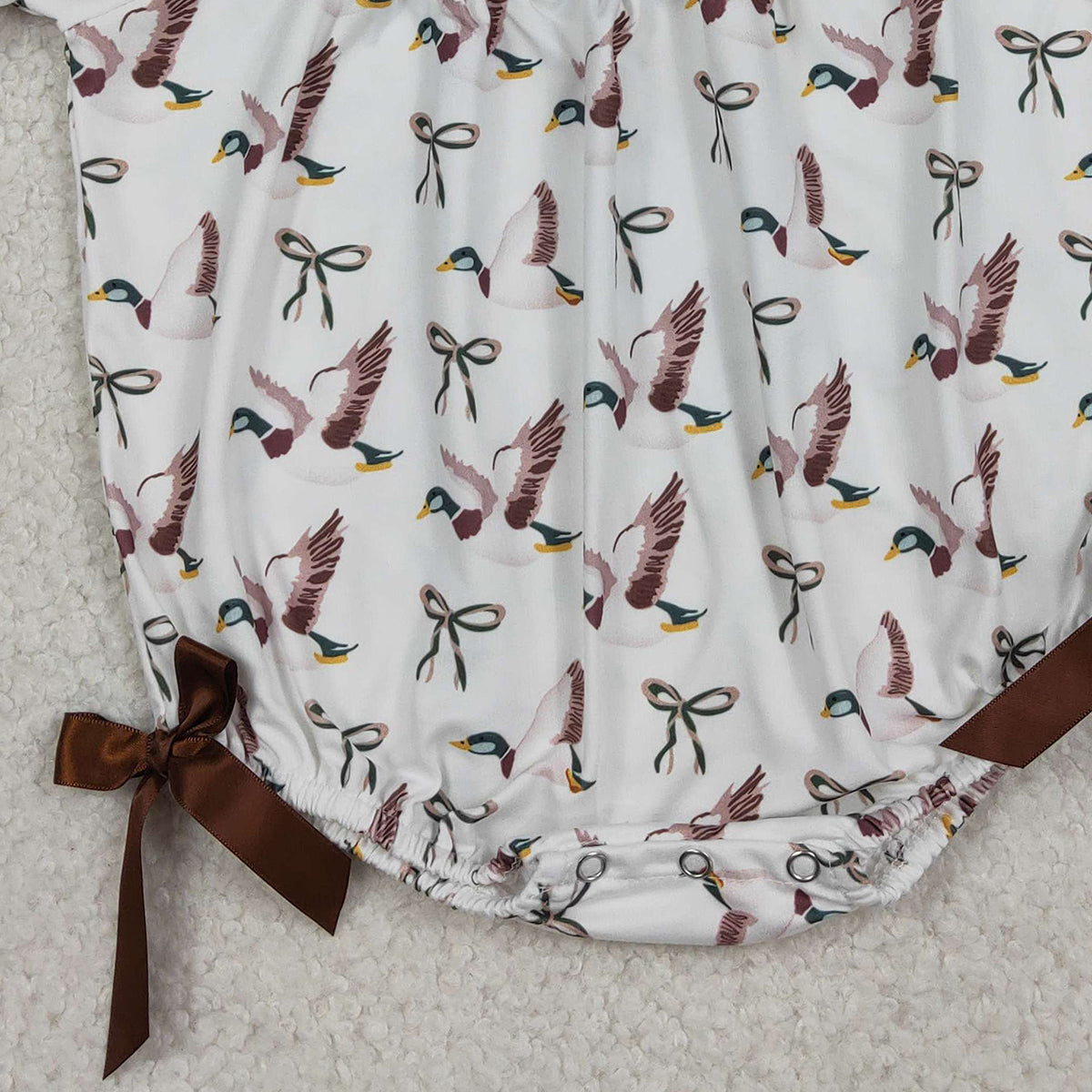 Baby Girls Ruffle Rompers Embroidery 'Daddy's Girl' Bows Design Ducks Hunting Theme Soft Cotton Outfit for Little Girls