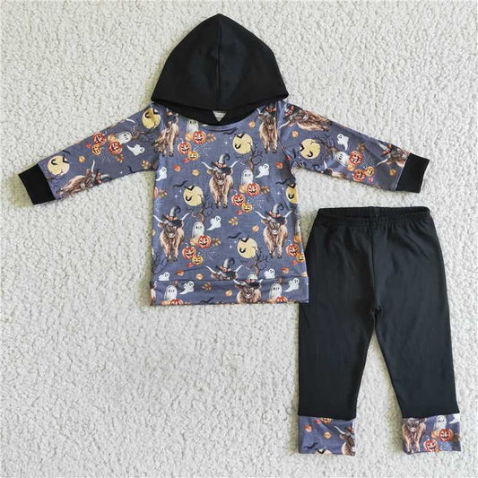 BLP0040 Boys Alpine Cow Hooded Long Sleeve Pants Suit