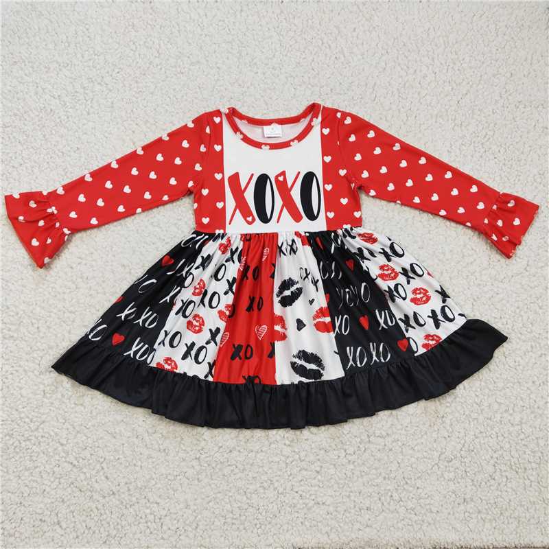 GLD0174 Girls Heart Long Sleeve Dress