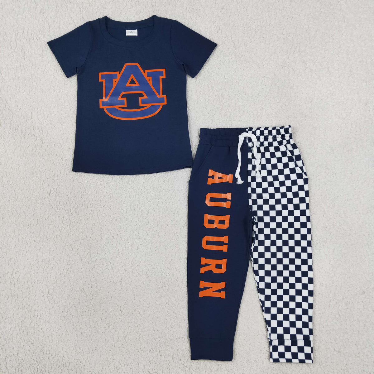 digital print AU navy check kids outfit
