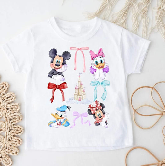 GT0570 Cartoon Bow white short sleeve top