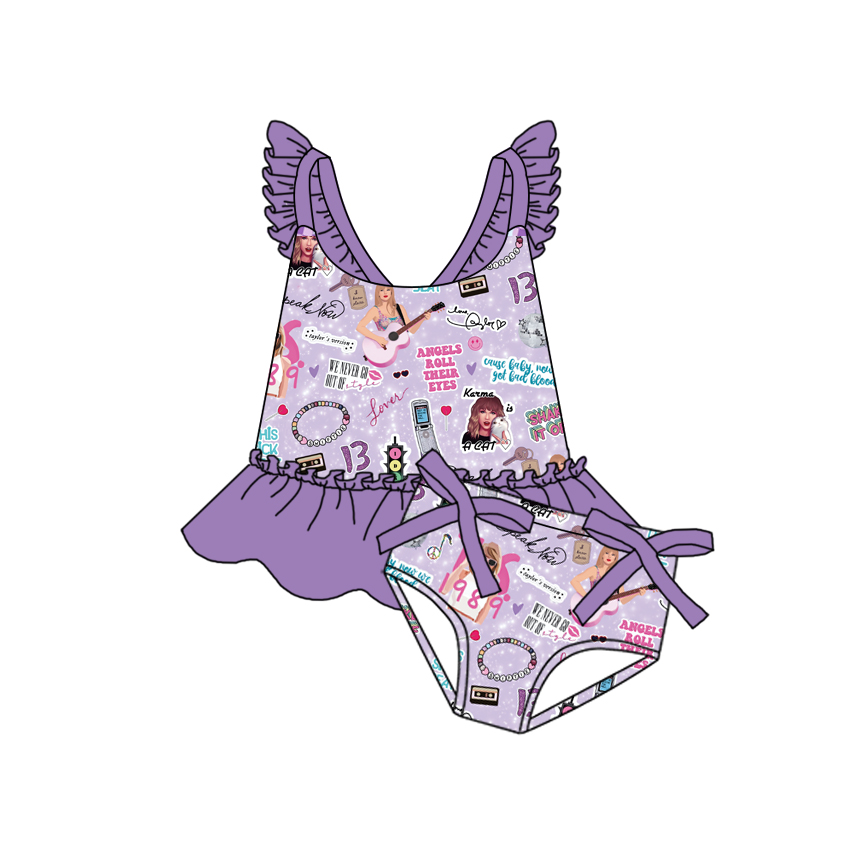 preorder S0389 1989  Purple lace swimsuit set