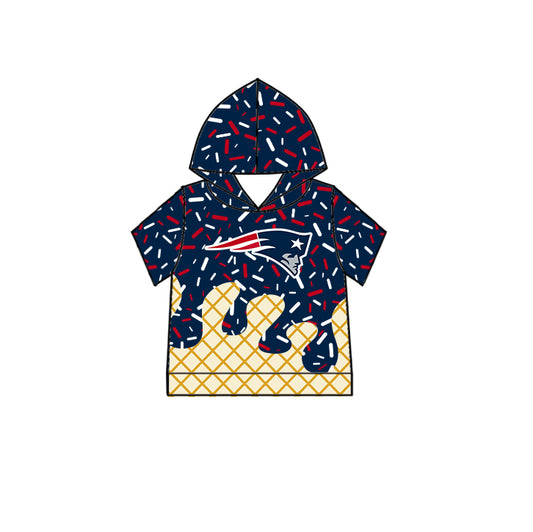 Custom children PATRIOTS Hooded short sleeves top  D 6.12