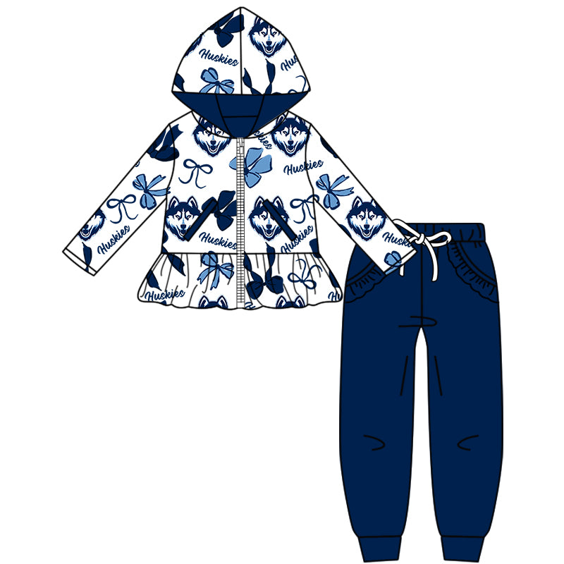 Custom  baby girl  Huskies Aztecs team dress  D 823