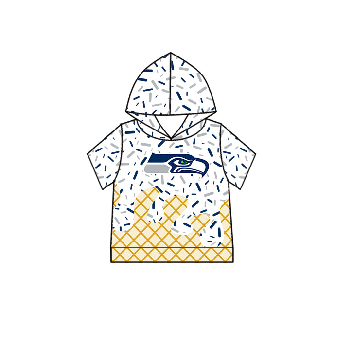 Custom children SEAHAWKS Hooded short sleeves top  D 6.19