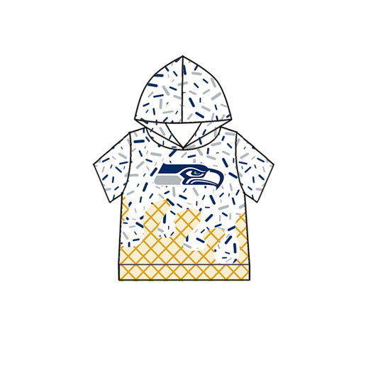 Custom children SEAHAWKS Hooded short sleeves top  D 6.19