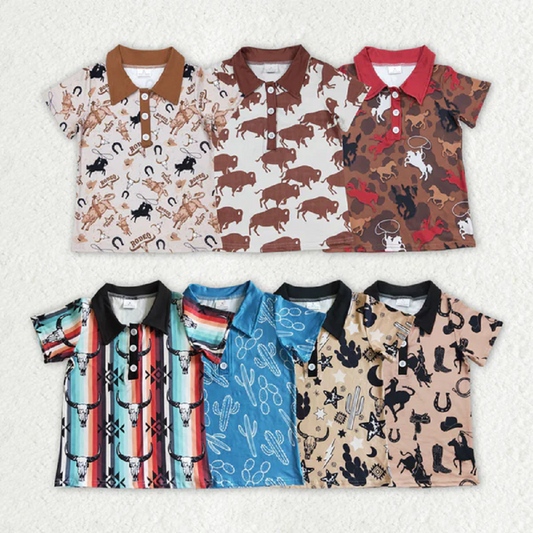 Match Baby Boys Western Sibling Brother Short Sleeve Buttons Pullovers Shirts