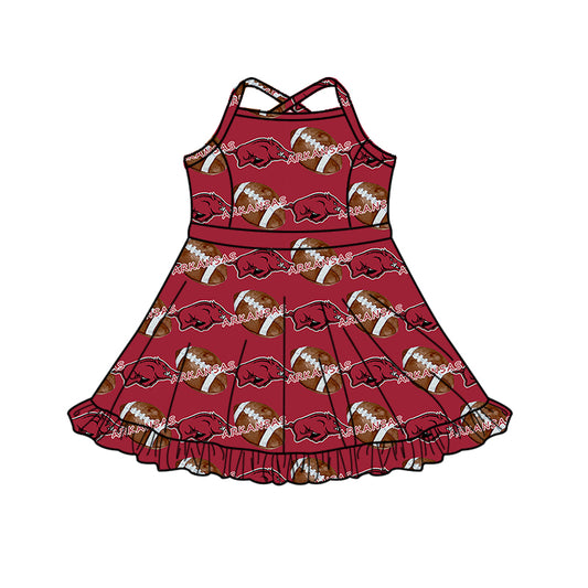 Custom baby girl ARKANSAS Aztecs team dress D 826