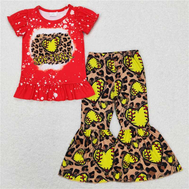 Match Baby Girls Softball Leopard Dresses Clothes Sets