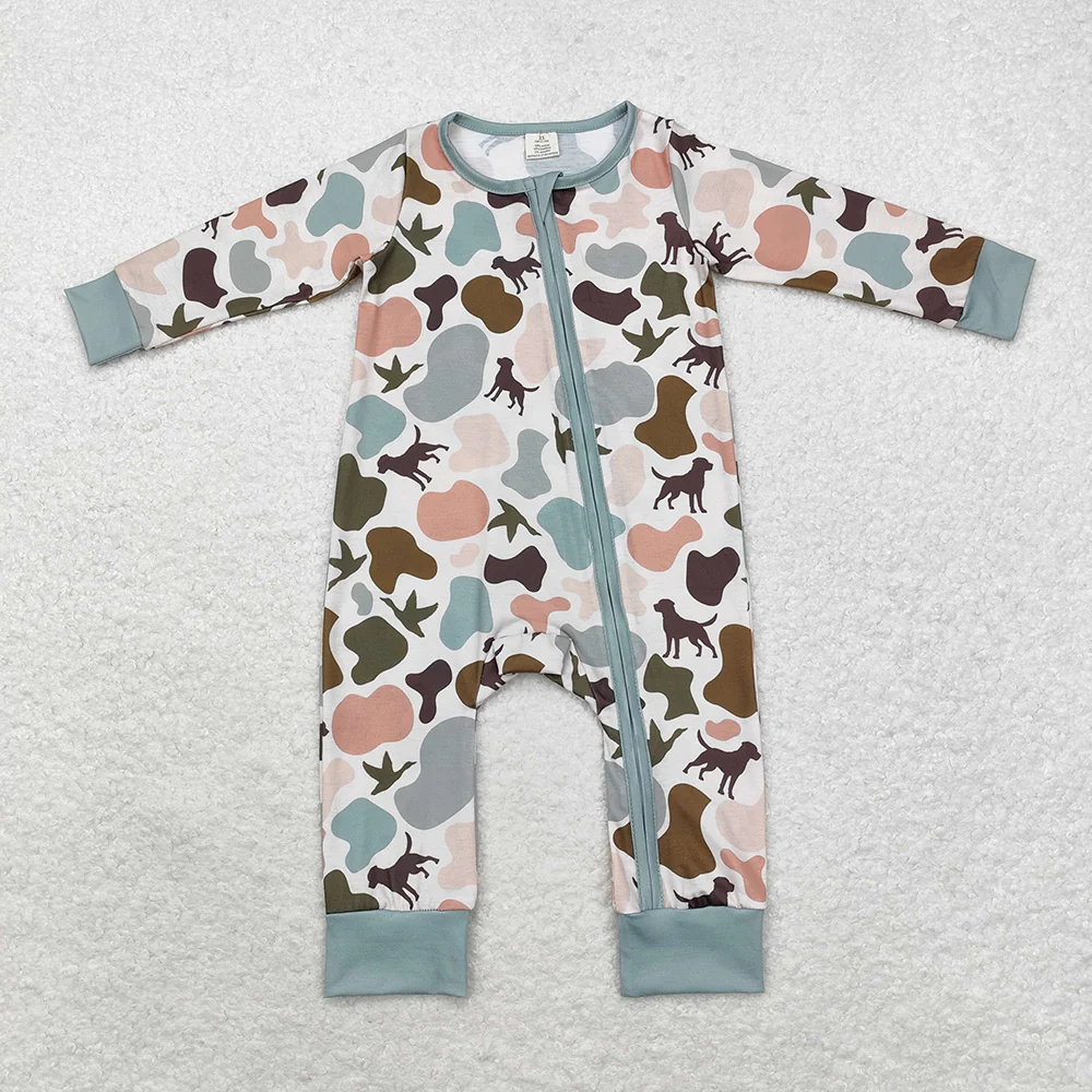 Match Boys Girls Green Camo Ducks Rompers Pullovers Pajamas Sets