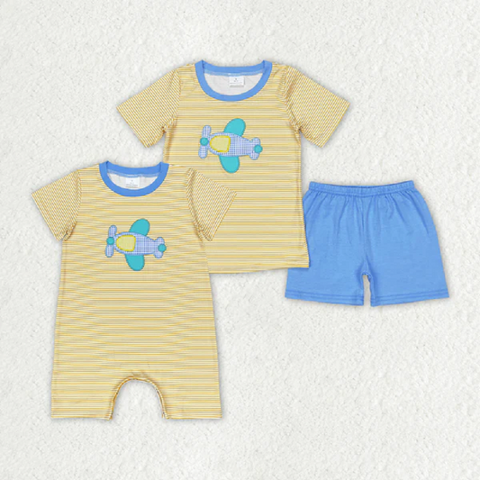 Match Baby Boys Plane Sibling Brother Summer Rompers Clothes Sets