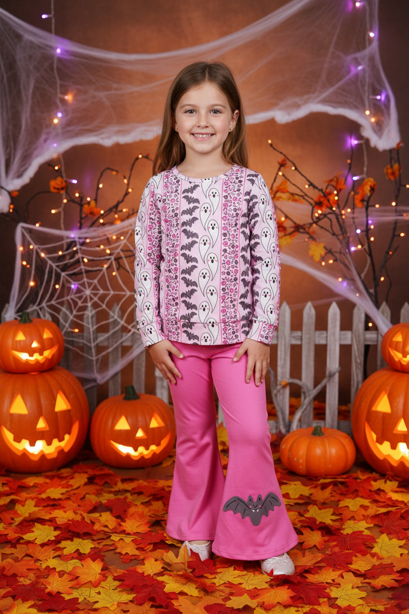 pink Halloween ghost girls outfit