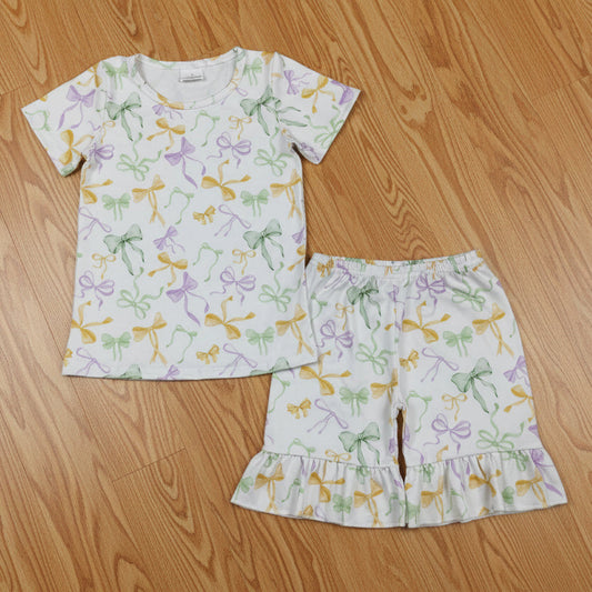 mardi gras coquette girl shorts set