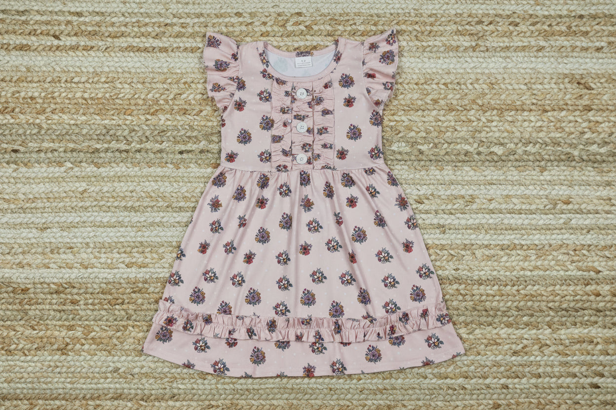 flutter sleeve flower dress