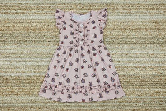 flutter sleeve flower dress