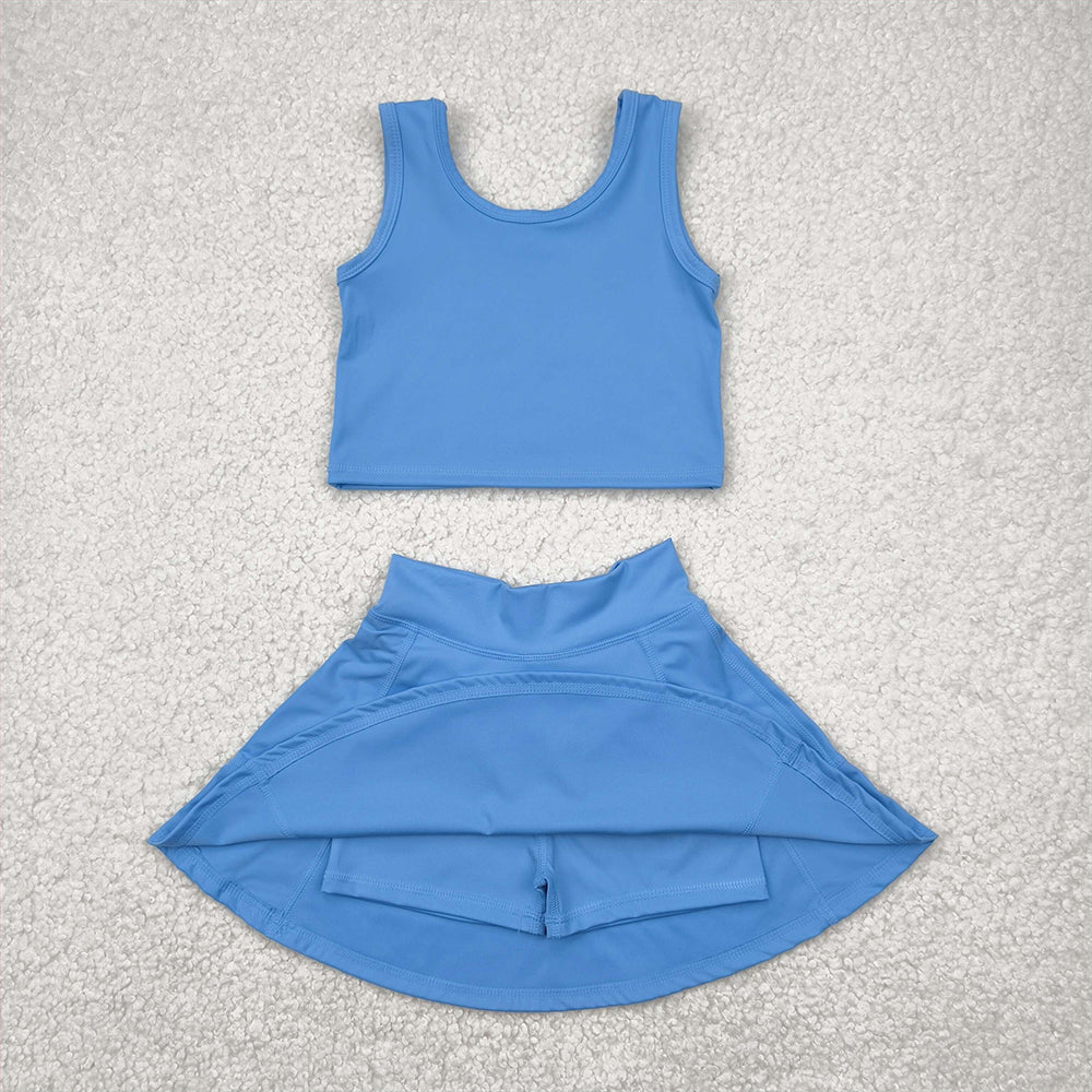 GSD1985 Baby Girls Aqua Blue Vest Top Sports Skorts Clothes Sets  D 4.19