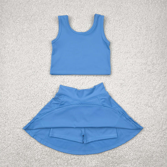 GSD1985 Baby Girls Aqua Blue Vest Top Sports Skorts Clothes Sets  D 4.19