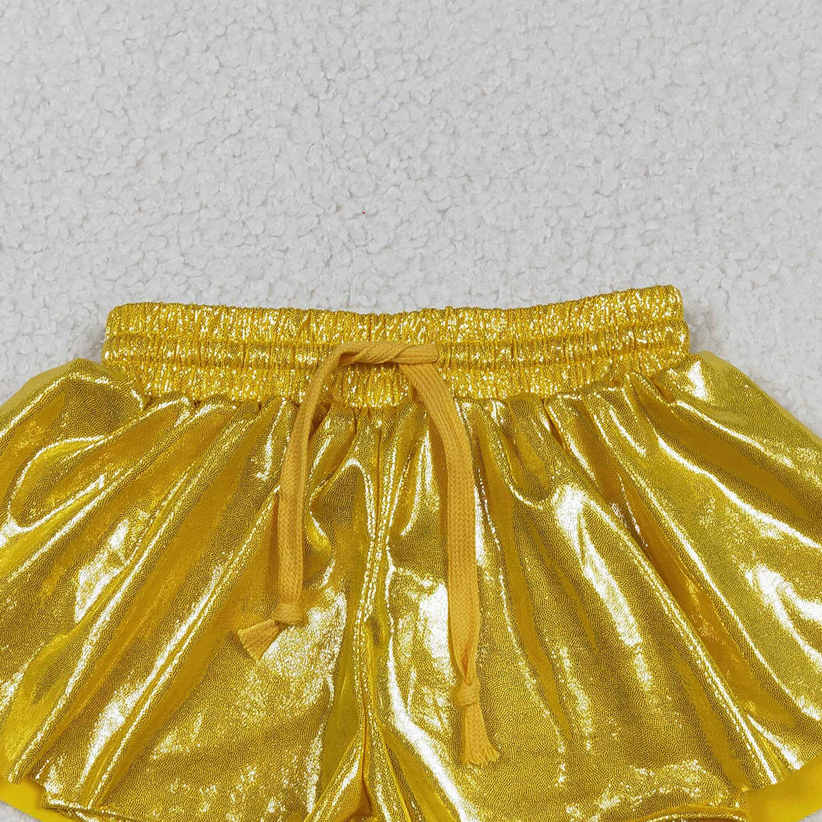 Baby Girls Leather Yellow Ruffle Shorts Bottoms Cute Soft Leather Clothing for Little Girls