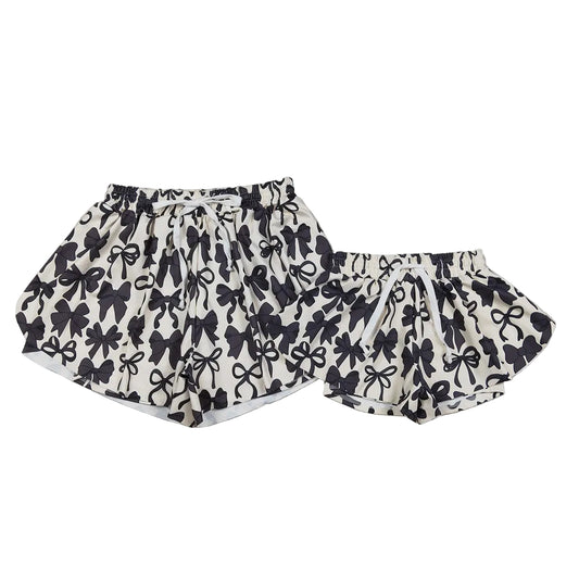 Baby Girls Black Bows Yoga Active Ruffle Shorts Bottom for Kids Comfortable Breathable Clothing
