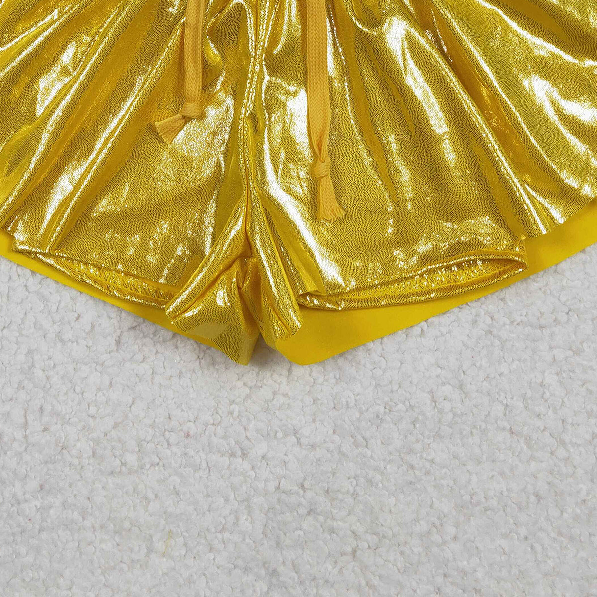 Baby Girls Leather Yellow Ruffle Shorts Bottoms Cute Soft Leather Clothing for Little Girls