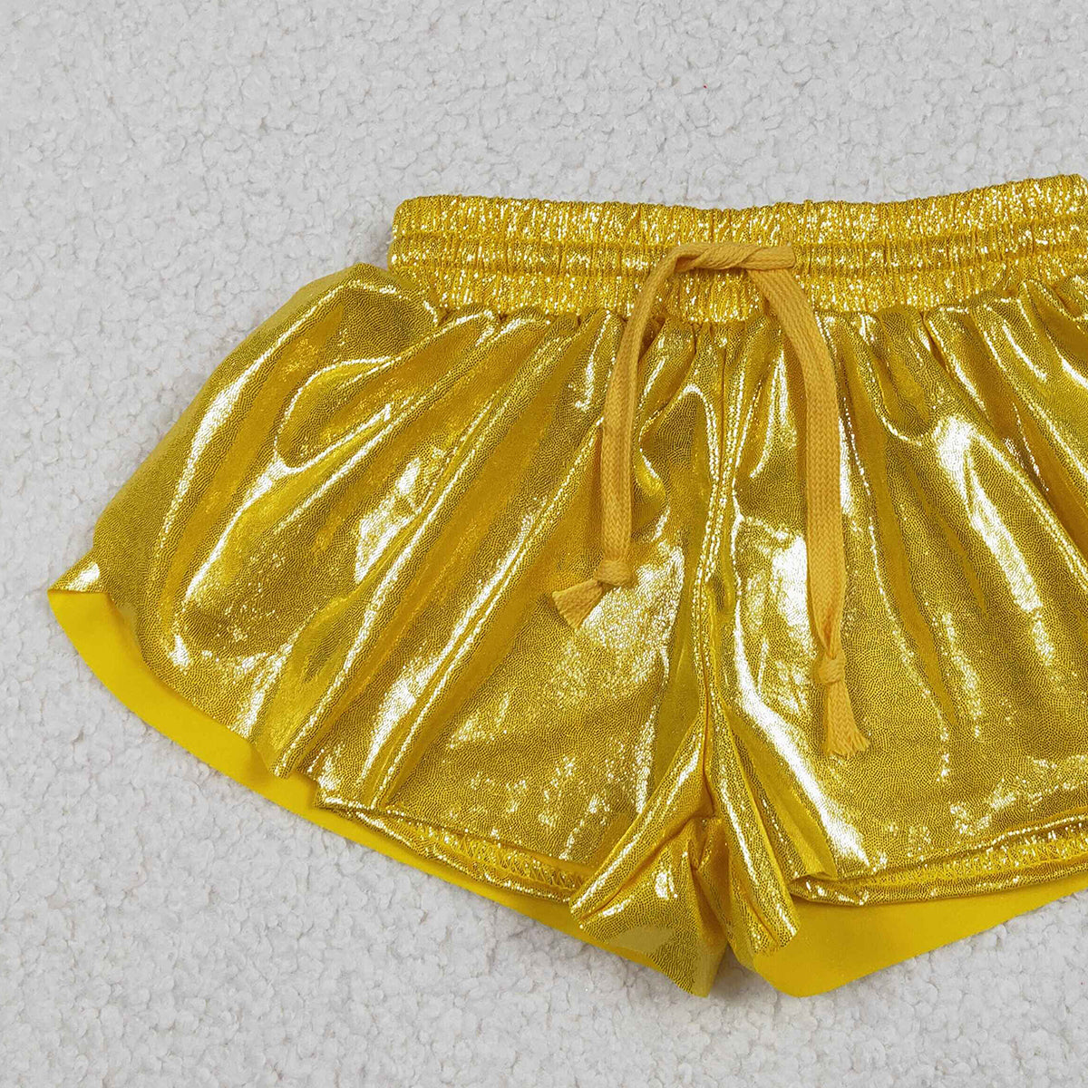 Baby Girls Leather Yellow Ruffle Shorts Bottoms Cute Soft Leather Clothing for Little Girls