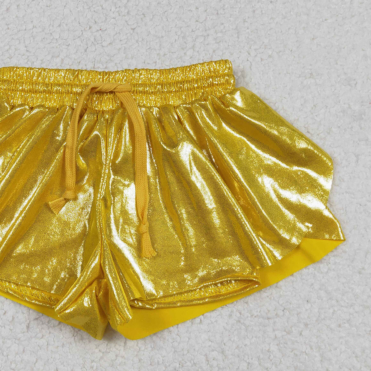 Baby Girls Leather Yellow Ruffle Shorts Bottoms Cute Soft Leather Clothing for Little Girls