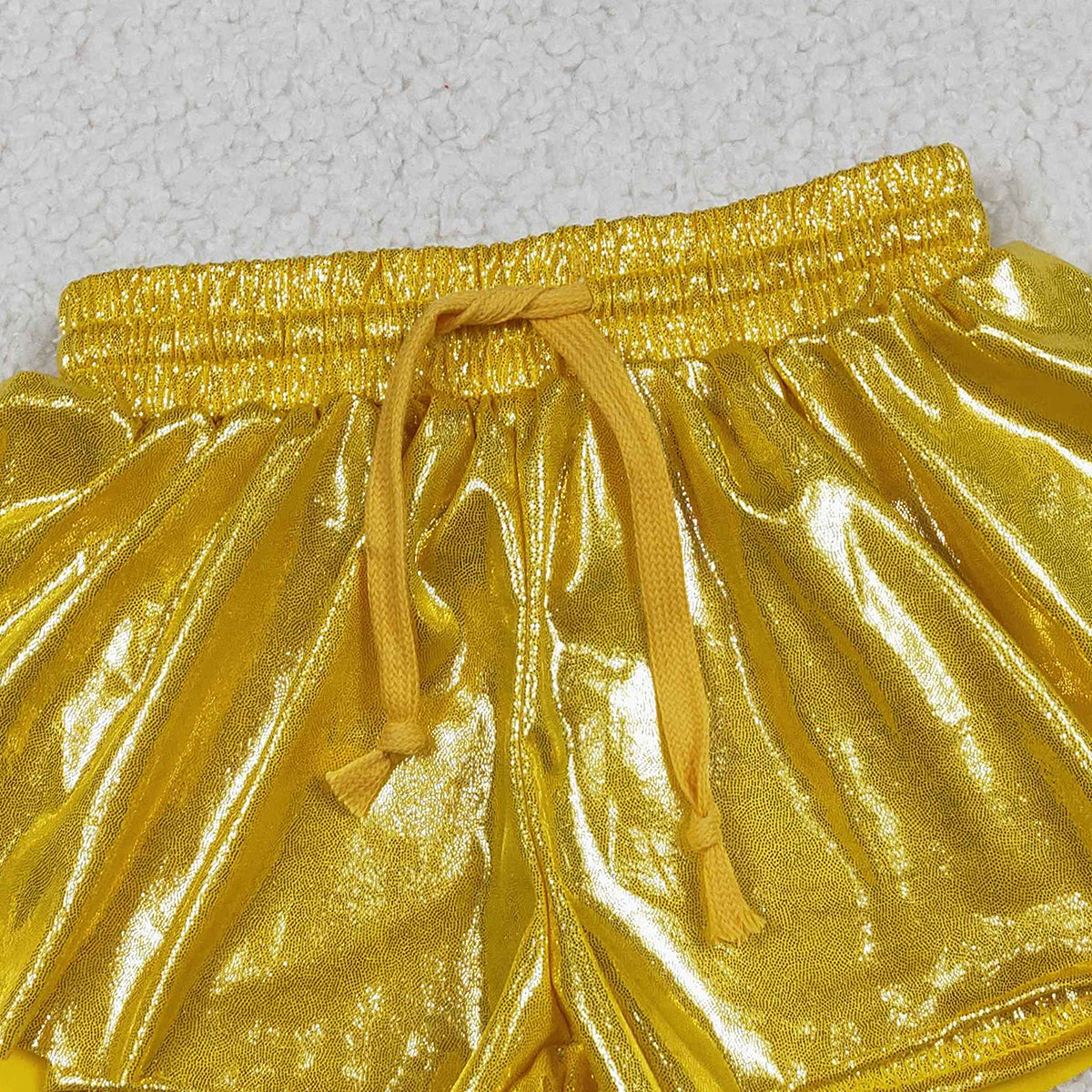 Baby Girls Leather Yellow Ruffle Shorts Bottoms Cute Soft Leather Clothing for Little Girls