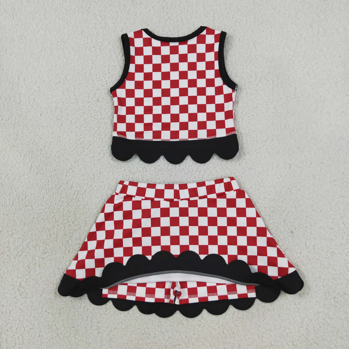 georgia red check scallop athletic skort outfit girls clothing