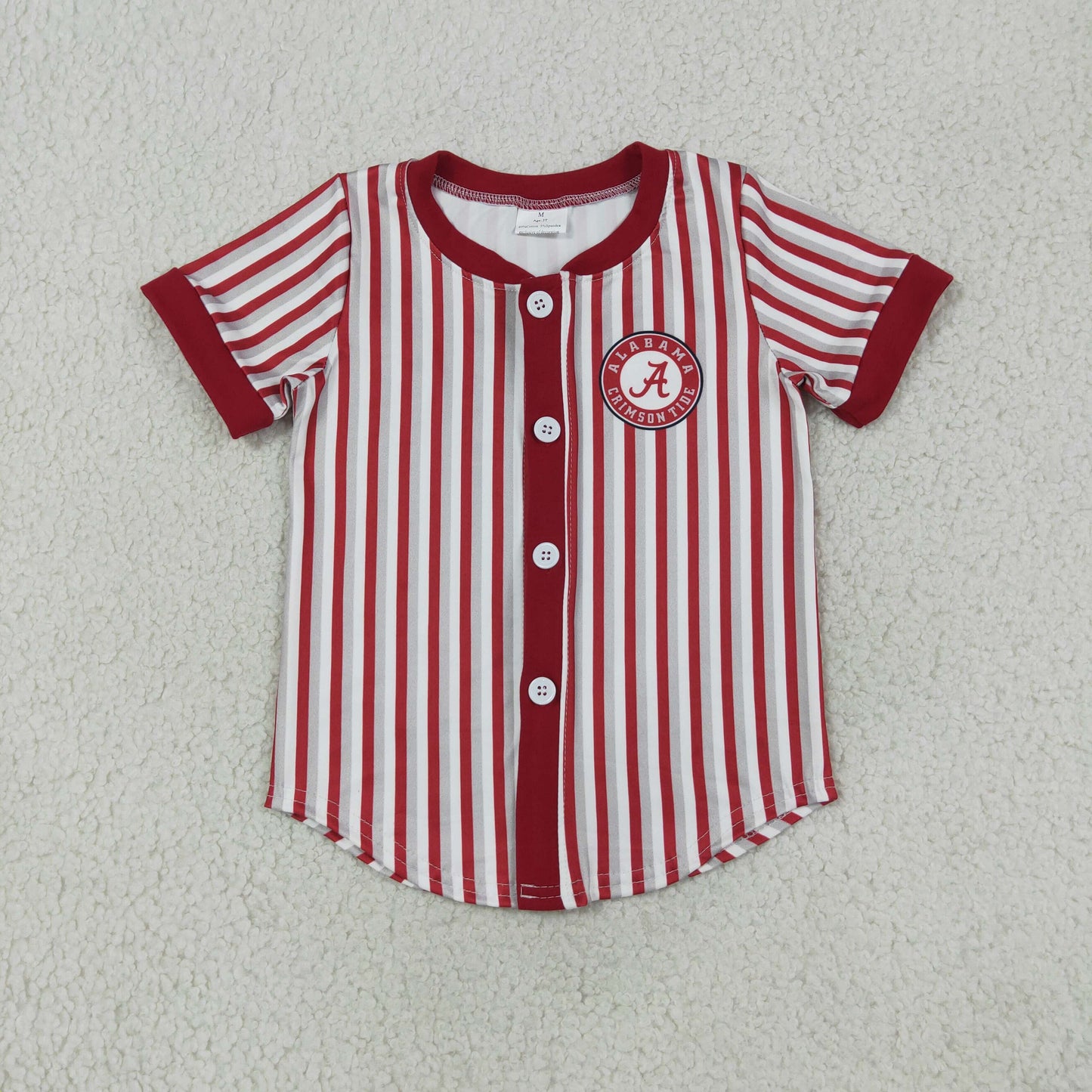 striped alabama button v-neck boys t-shirt