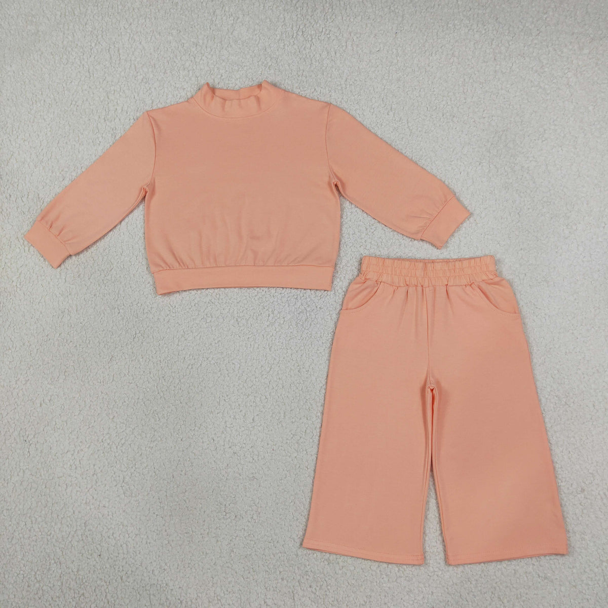 cotton peach sweatershirt wide leg pants set girl clothing