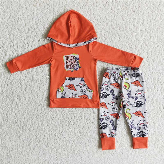 6 B9-4  Boys Orange Hooded Pocket Trick Winter Suit