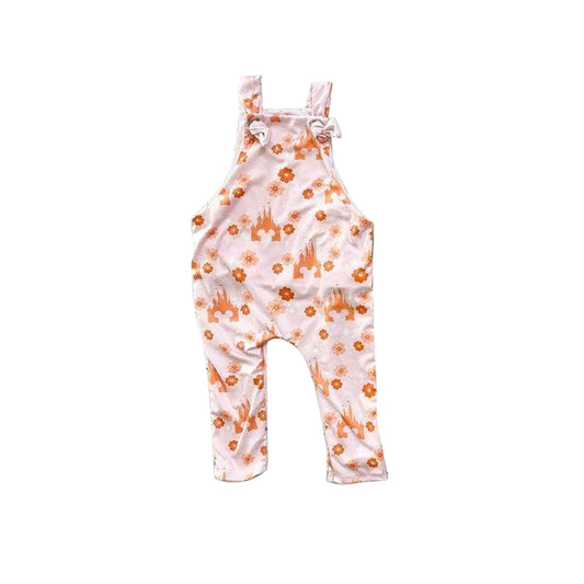 preorder SR1440 Flower Cartoon Castle Pink Suspender Jumpsuit