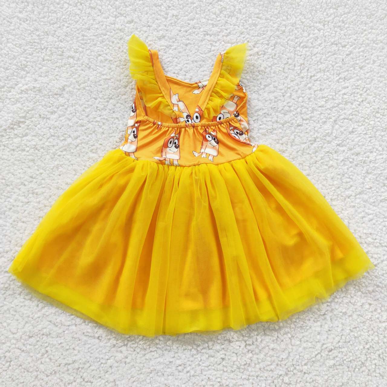 GSD0356 baby girls yellow flying sleeve dress