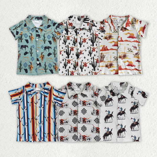 Match Baby Boys Western Sibling Brother Short Sleeve Buttons Pullovers Shirts