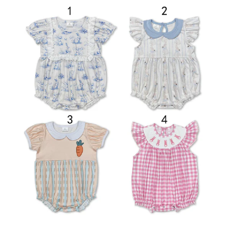 Match Baby Infant Girls Easter Short Sleeve Rompers