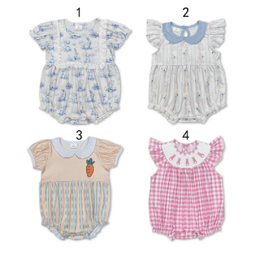 Match Baby Infant Girls Easter Short Sleeve Rompers