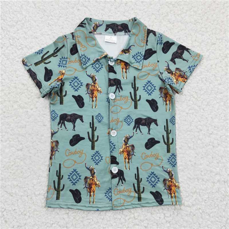 Match Baby Boys Western Sibling Brother Short Sleeve Buttons Pullovers Shirts