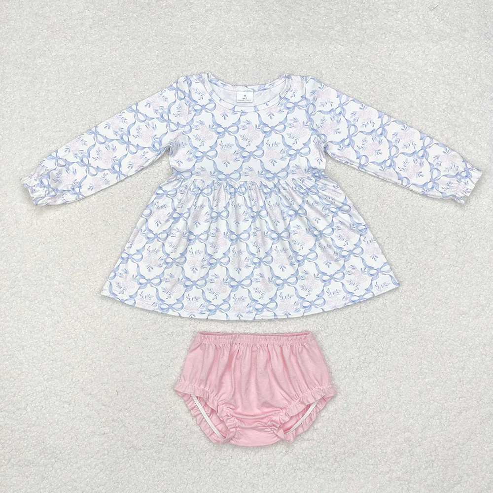 Match Baby Girls Blue Bows Flowers Spring Sets