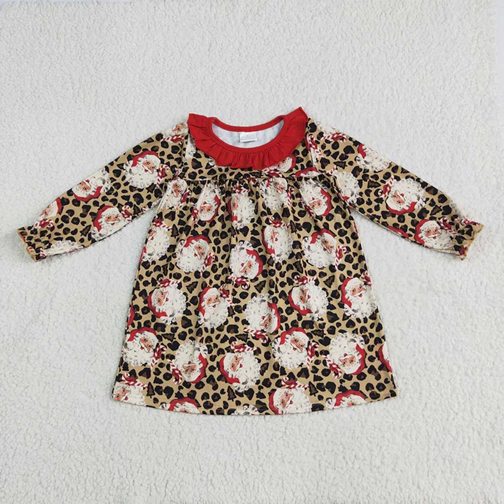 Sibling Baby Girls Christmas Leopard Santa Rompers Dresses Outfits D 6.25