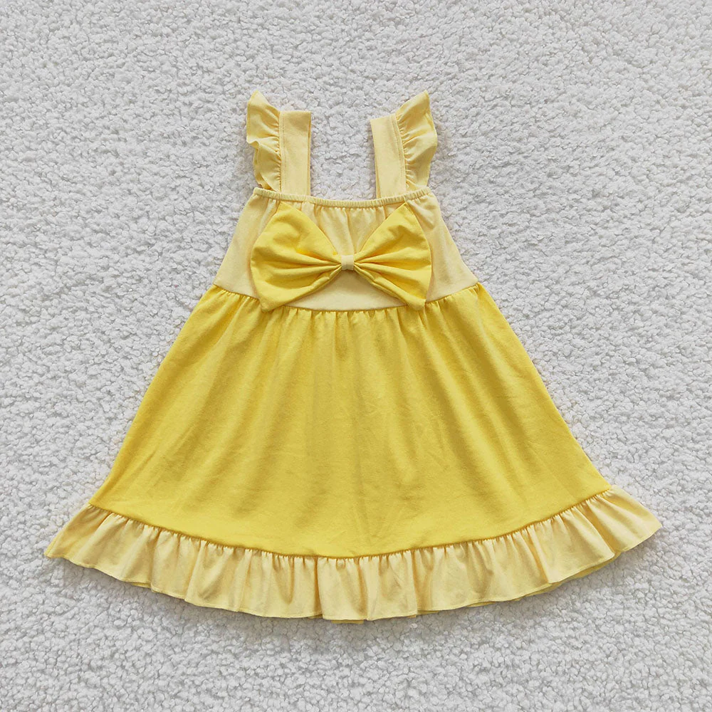 Match Baby Girls Sibling Bow Summer Knee Length Dresses
