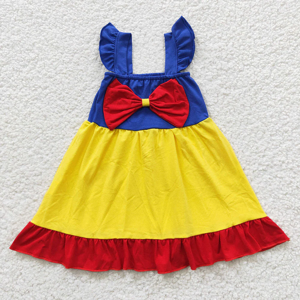 Match Baby Girls Princess Sibling Bow Summer Knee Length Dresses
