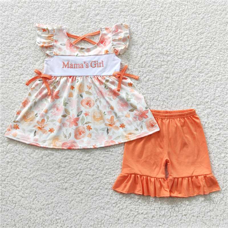 Match Baby Girls Boys Mommy's Girl Orange Floral Dresses Rompers Clothes Sets