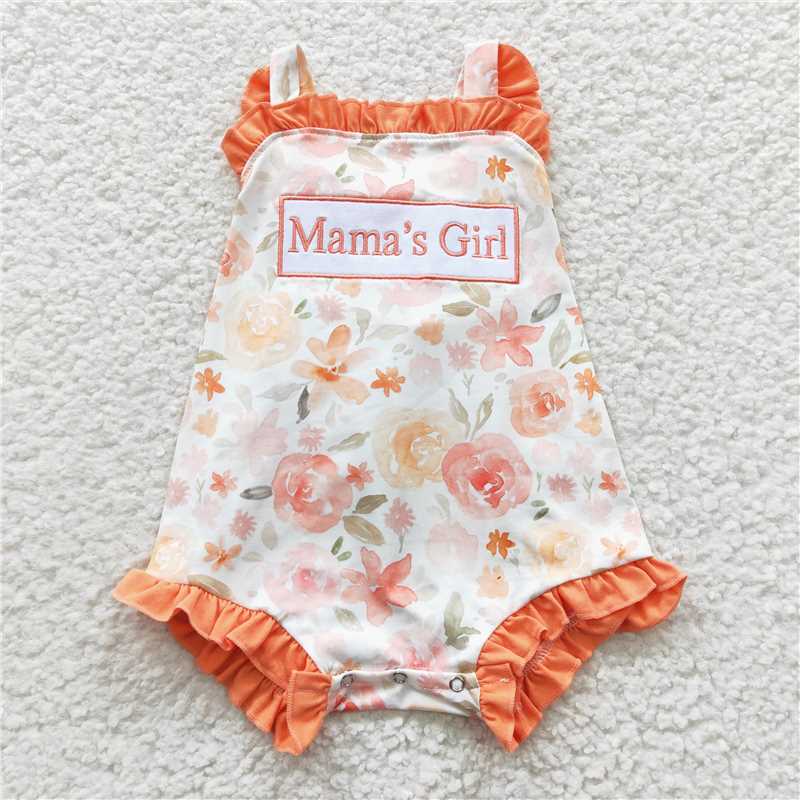 Match Baby Girls Boys Mommy's Girl Orange Floral Dresses Rompers Clothes Sets