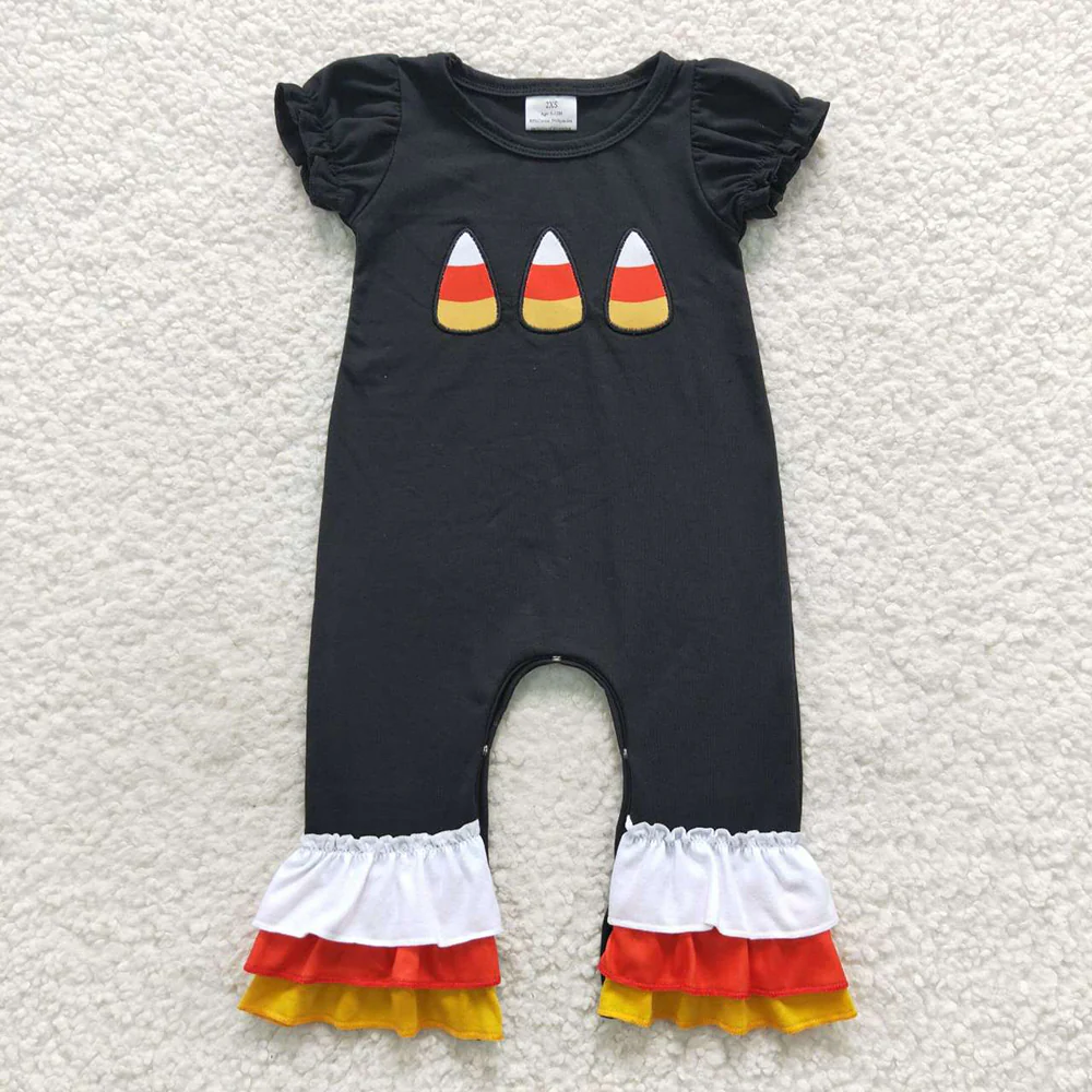 Match Baby Girls Halloween Candy Embroidery Rompers Outfits Sets D 6.16