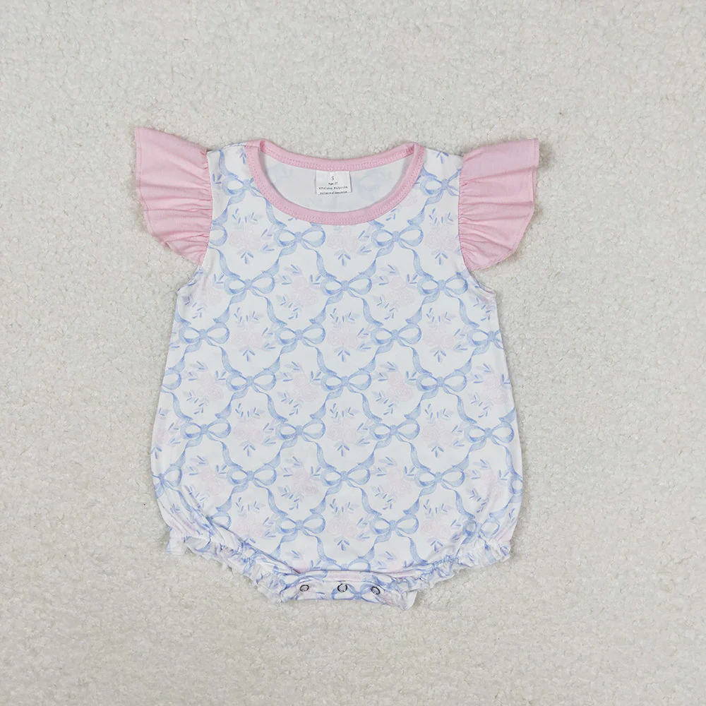 Match Baby Girls Blue Bows Flowers Spring Sets