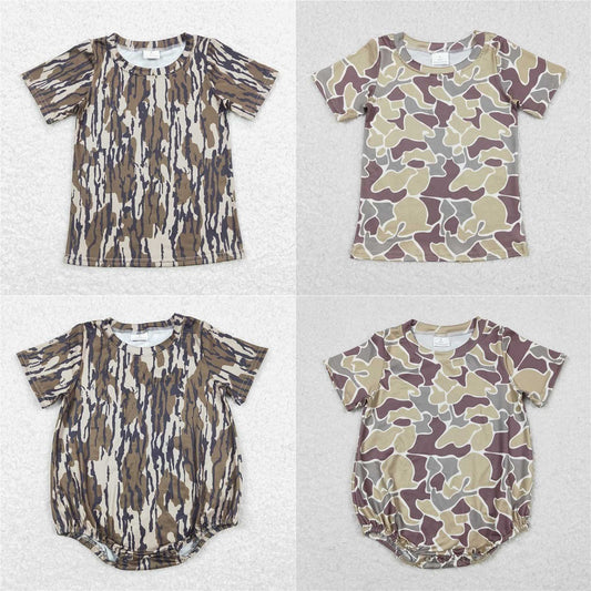 Match Baby Boys Camo Branches Short Sleeve Tee Shirts Tops Rompers Brother Designs