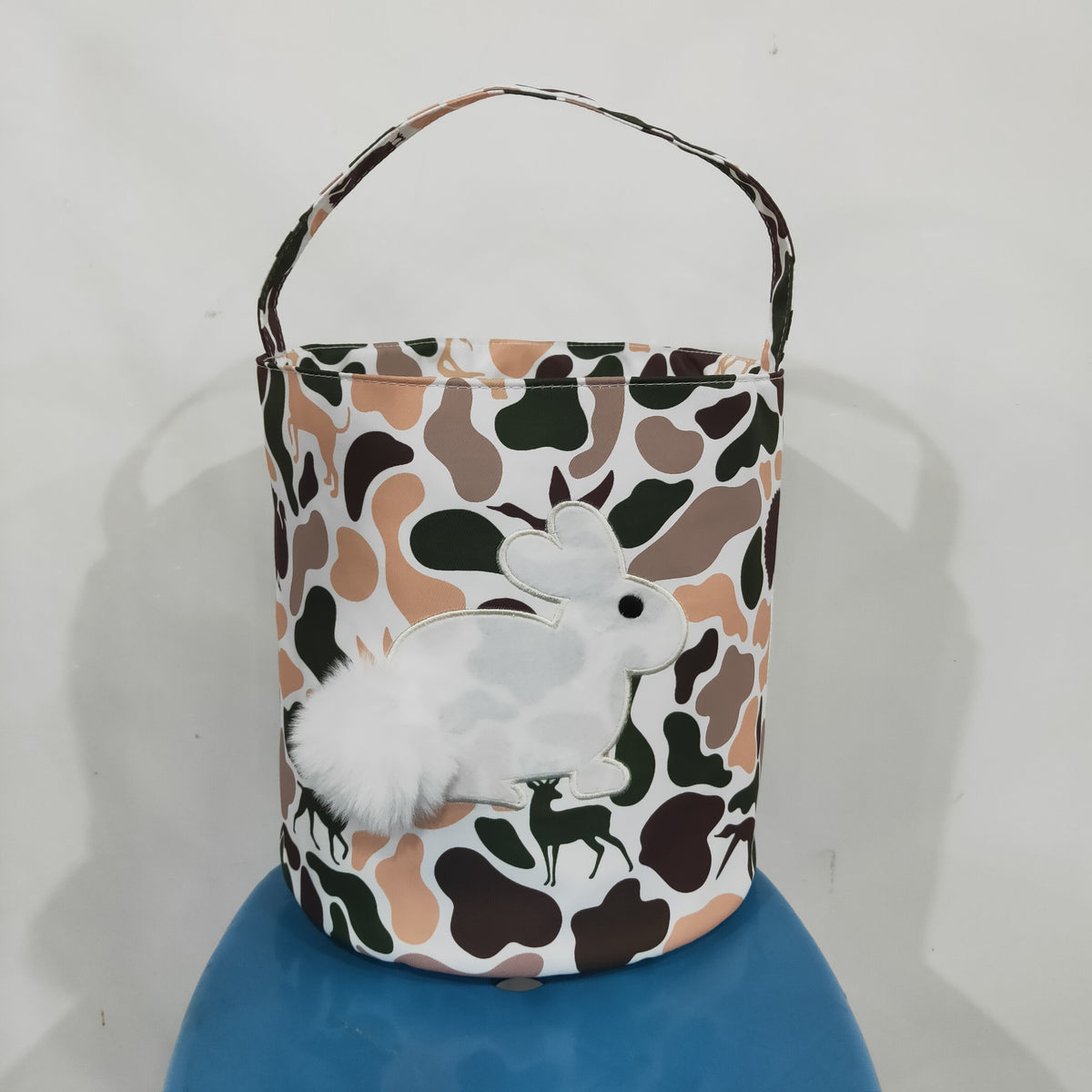 hunting camo with bunny pattern easter baseket bag