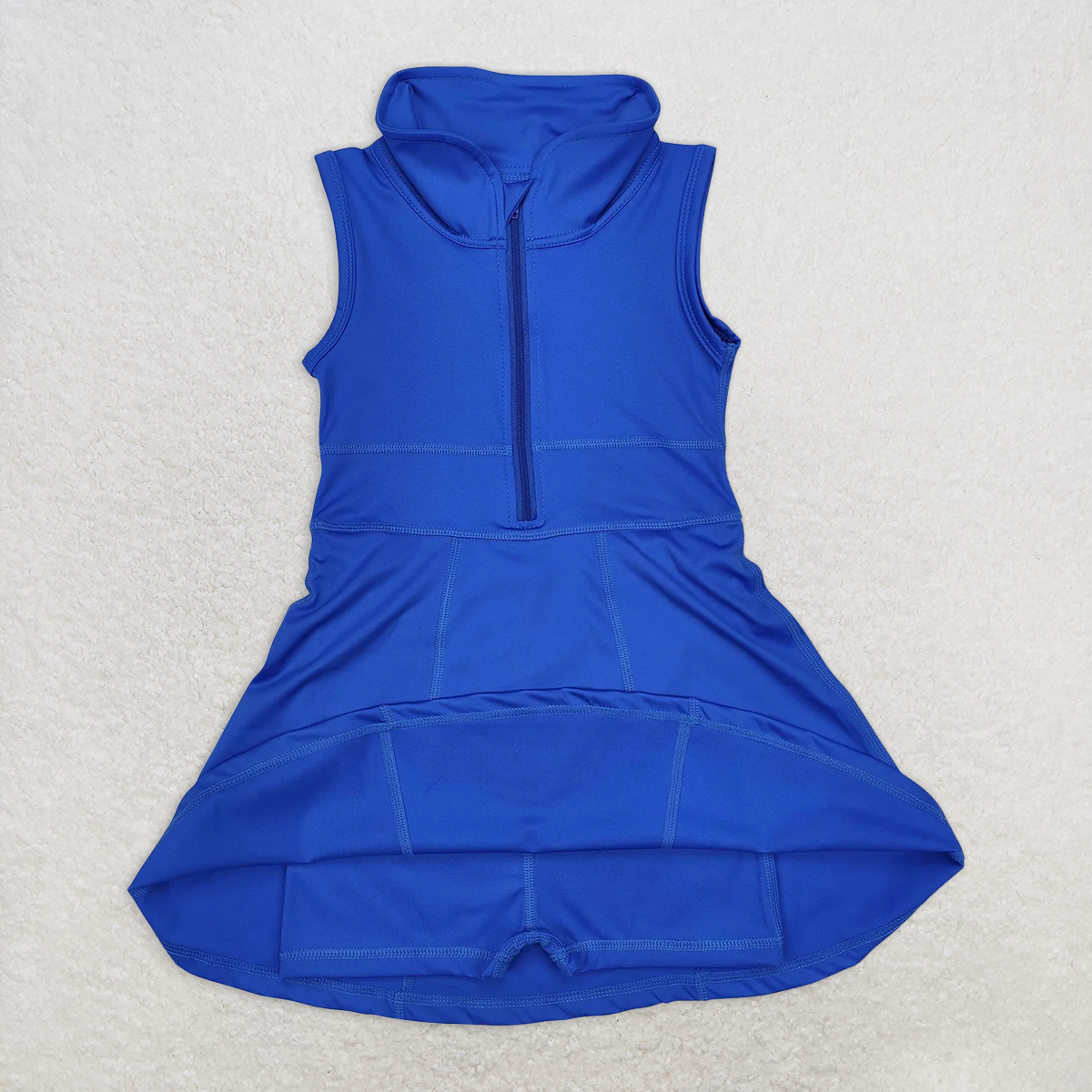 GSD1381 Baby Girls Solid Blue Zipper Yoga Wear Sleeveless Dress D 4.11