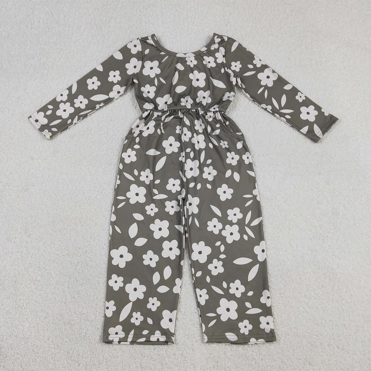 Baby Girls Plaid Jumpsuits with Pockets Small Flowers Print Pants for Little Ones