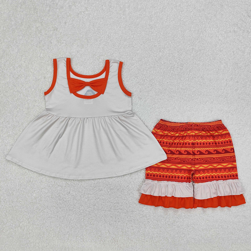 GSSO2057 Baby Girls Island Princess Tunic Ruffle Shorts Clothes Sets  D 3.14